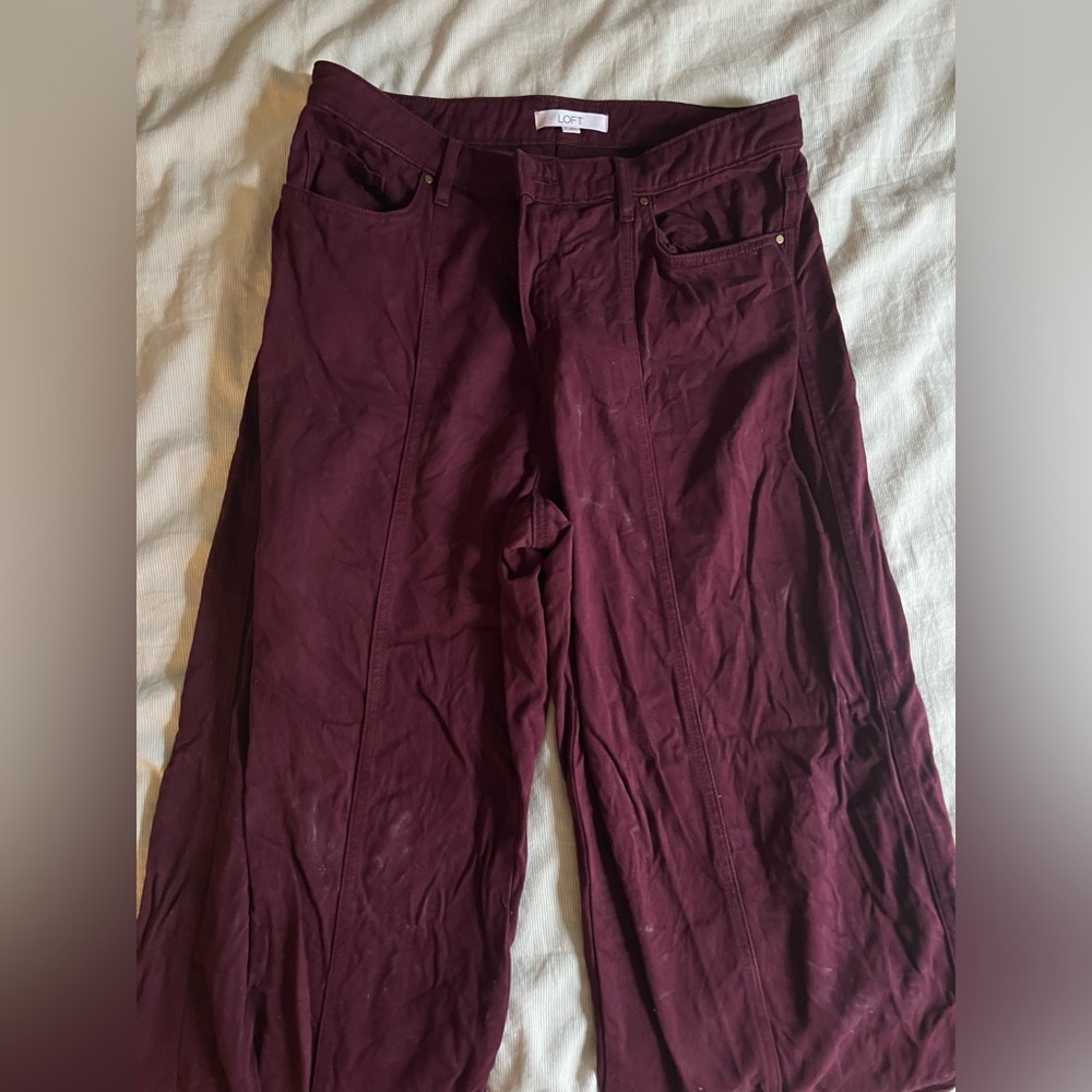 LOFT maroon wide leg pants